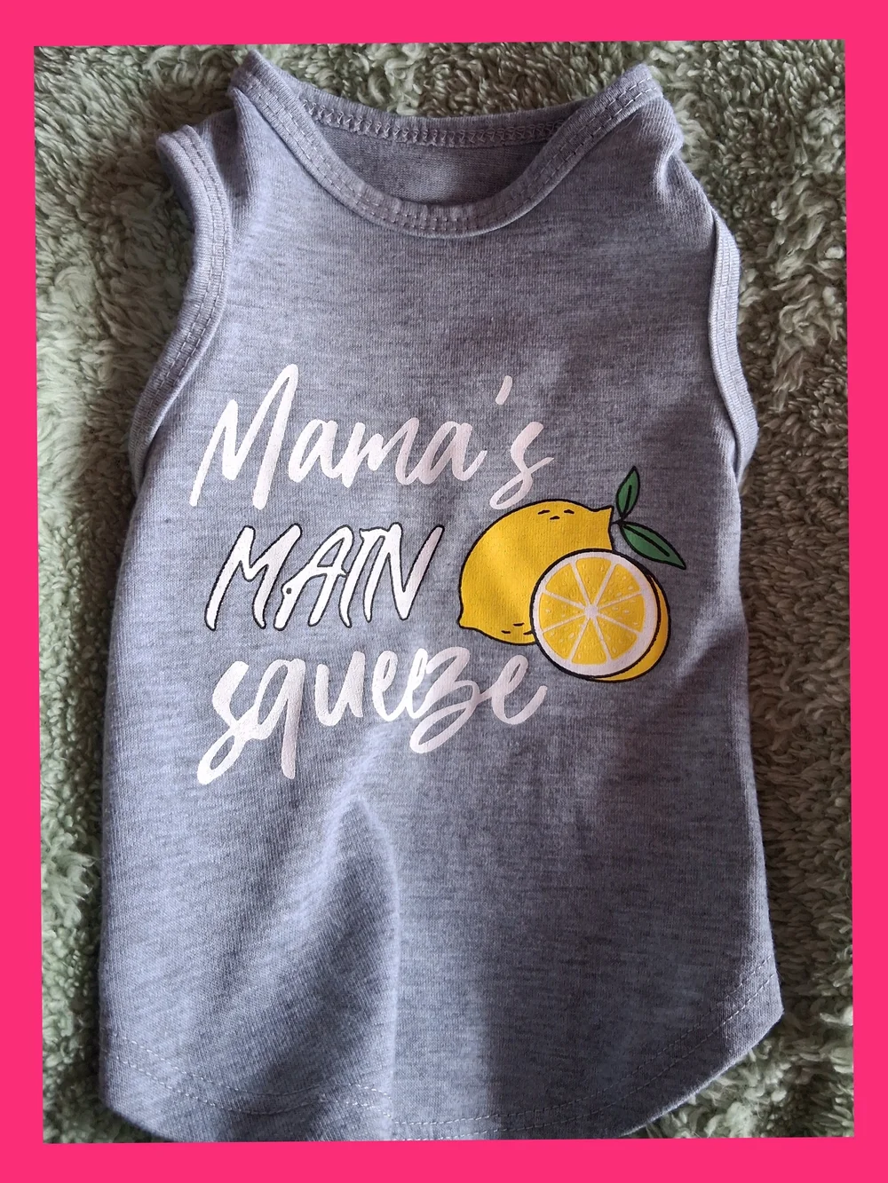 🐶5/$10-Mama's Main Squeeze Gray Pet Tank Top with Lemon Graphic - Picture 1 of 3